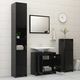 Bathroom Furniture Set High Gloss Black Engineered Wood - Extra Image
