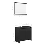 Bathroom Furniture Set High Gloss Black Engineered Wood - Extra Image