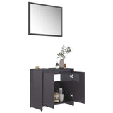 Bathroom Furniture Set High Gloss Grey Engineered Wood