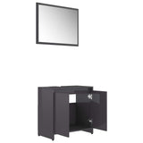 Bathroom Furniture Set High Gloss Grey Engineered Wood - 45-Degree Angle