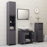 Bathroom Furniture Set High Gloss Grey Engineered Wood - Extra Image