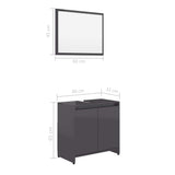 Bathroom Furniture Set High Gloss Grey Engineered Wood - Extra Image