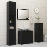 Bathroom Cabinet Black 30x30x95 cm Engineered Wood - Side View