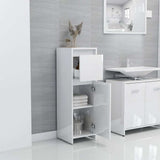 Bathroom Cabinet High Gloss White 30x30x95 cm Engineered Wood - Side View