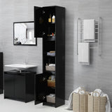Bathroom Cabinet Black 30x30x183.5 cm Engineered Wood - Side View