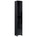 Bathroom Cabinet High Gloss Black 30x30x183.5 cm Engineered Wood - Front View