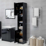 Bathroom Cabinet High Gloss Black 30x30x183.5 cm Engineered Wood