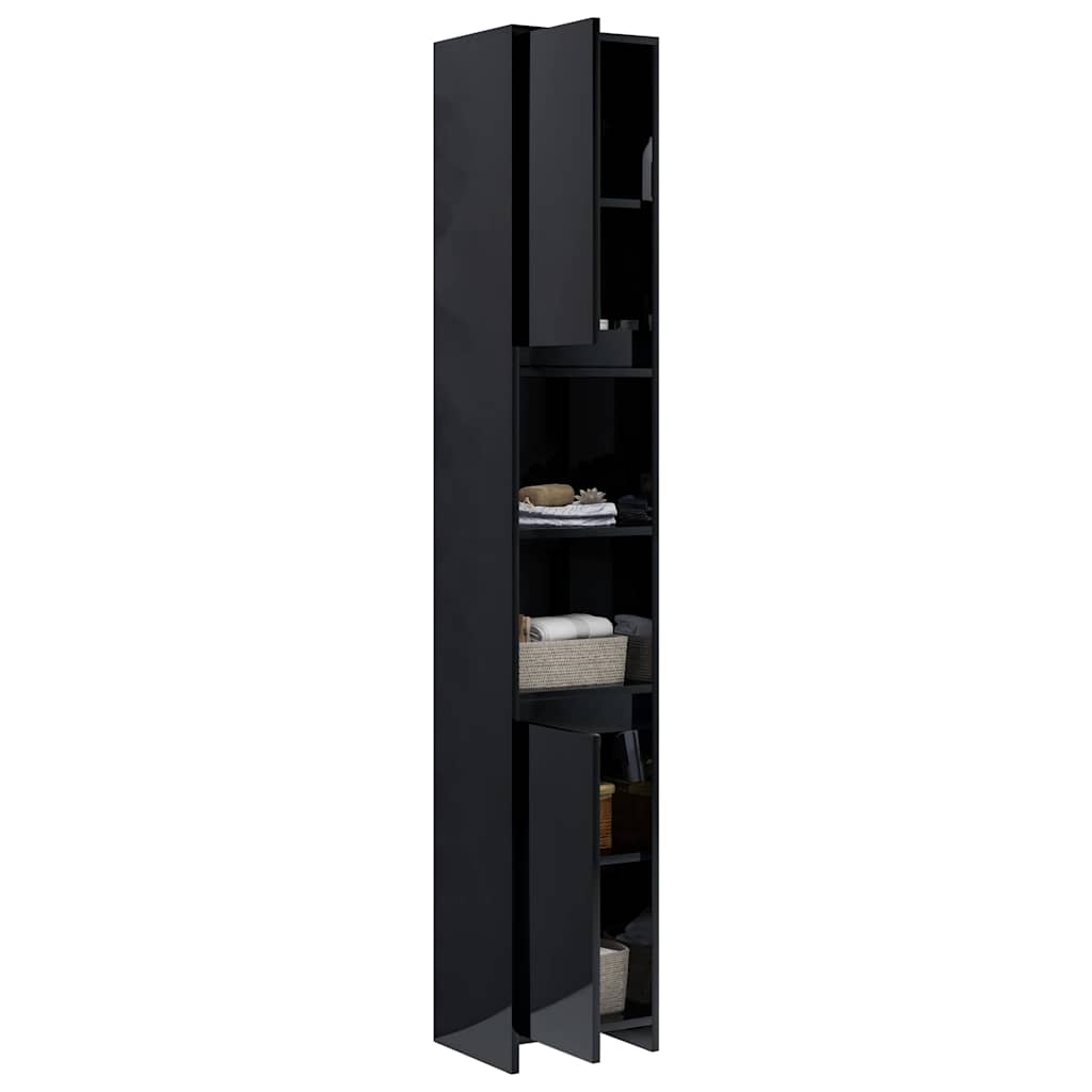 Bathroom Cabinet High Gloss Black 30x30x183.5 cm Engineered Wood