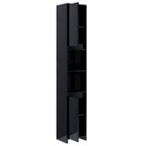 Bathroom Cabinet High Gloss Black 30x30x183.5 cm Engineered Wood - 45-Degree Angle