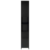 Bathroom Cabinet High Gloss Black 30x30x183.5 cm Engineered Wood - Rear View