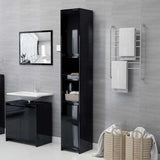 Bathroom Cabinet High Gloss Black 30x30x183.5 cm Engineered Wood