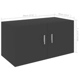 Wall Mounted Cabinet Grey 80x39x40 cm Engineered Wood - Low Angle