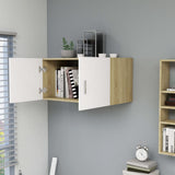 Wall Mounted Cabinet White and Sonoma Oak 80x39x40 cm Engineered Wood