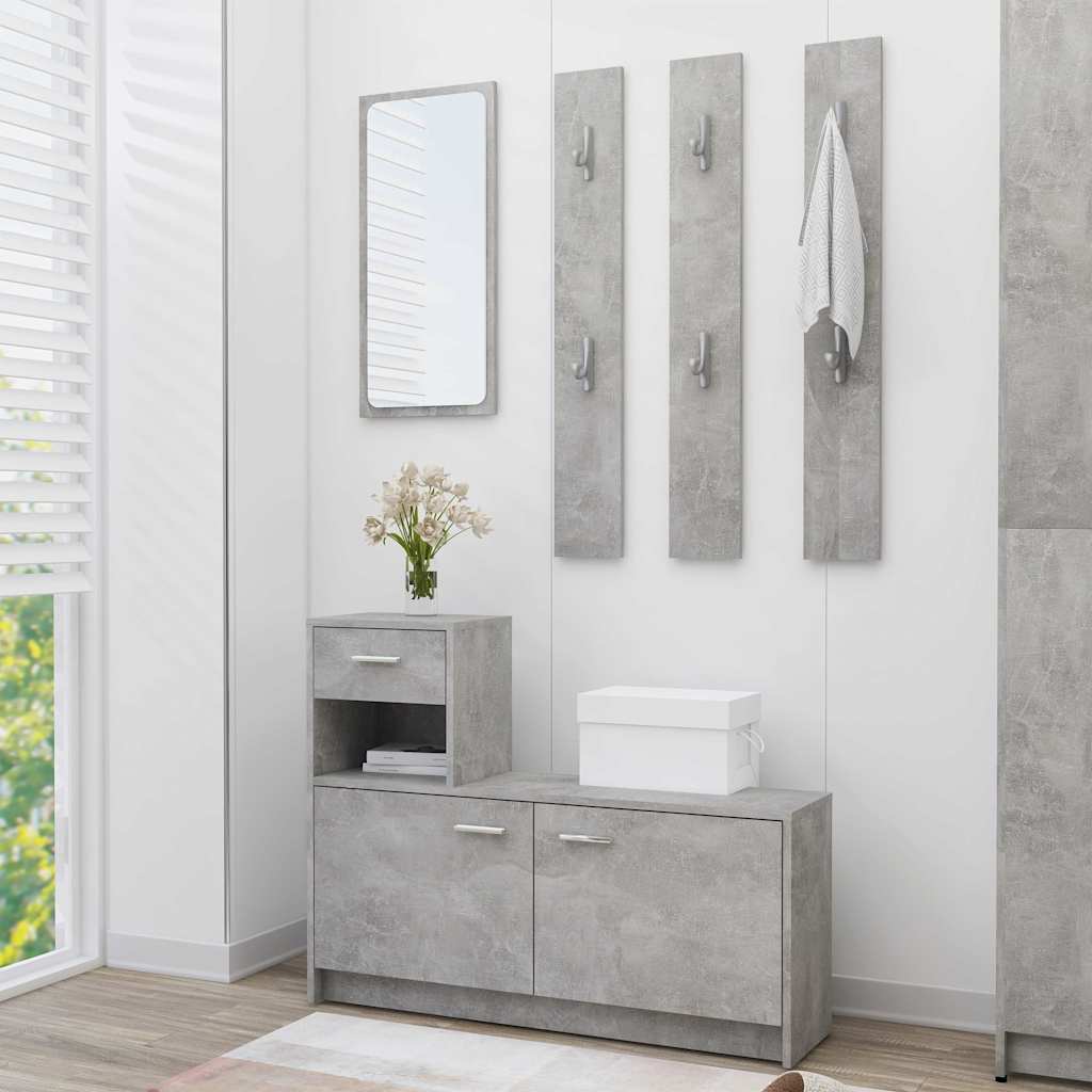 Hallway Unit Concrete Grey 100x25x76.5 cm Engineered Wood