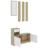 Hallway Unit White and Sonoma Oak 100x25x76.5 cm Engineered Wood - Top-Down View