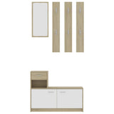 Hallway Unit White and Sonoma Oak 100x25x76.5 cm Engineered Wood - 45-Degree Angle