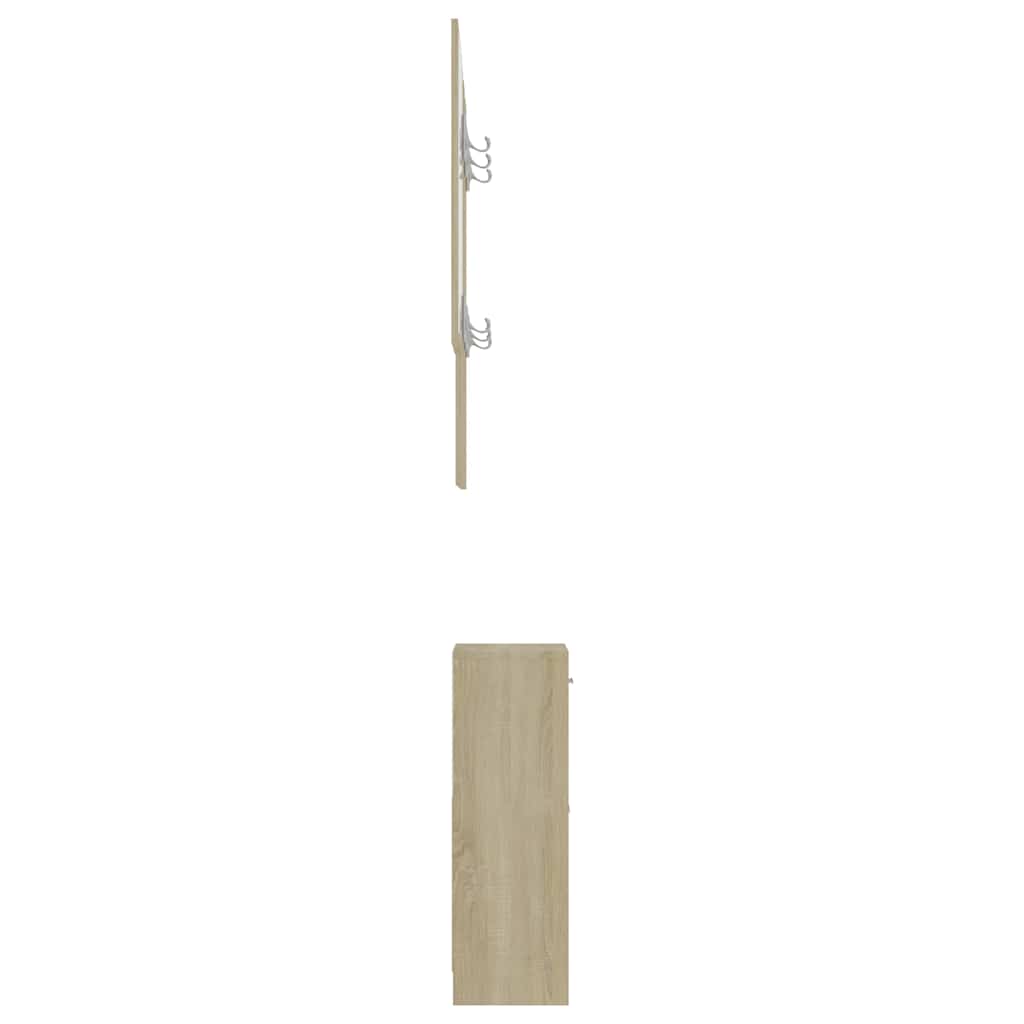 Hallway Unit White and Sonoma Oak 100x25x76.5 cm Engineered Wood