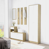 Hallway Unit White and Sonoma Oak 100x25x76.5 cm Engineered Wood - Low Angle