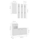 Hallway Unit High Gloss White 100x25x76.5 cm Engineered Wood - Close-Up Angle