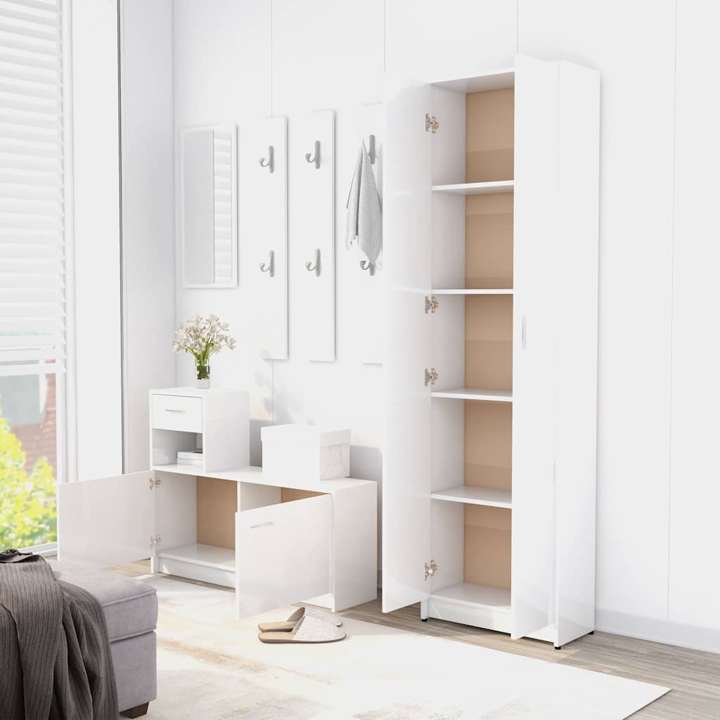 Hallway Unit High Gloss White 100x25x76.5 cm Engineered Wood
