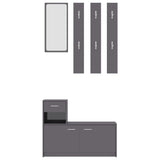 Hallway Unit High Gloss Grey 100x25x76.5 cm Engineered Wood - 45-Degree Angle