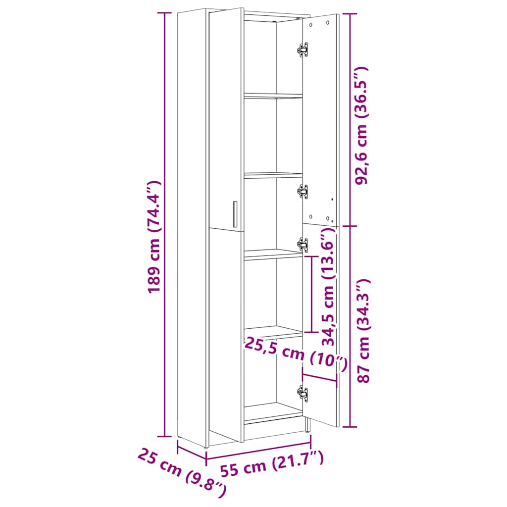 Hallway Wardrobe White 55x25x189 cm Engineered Wood