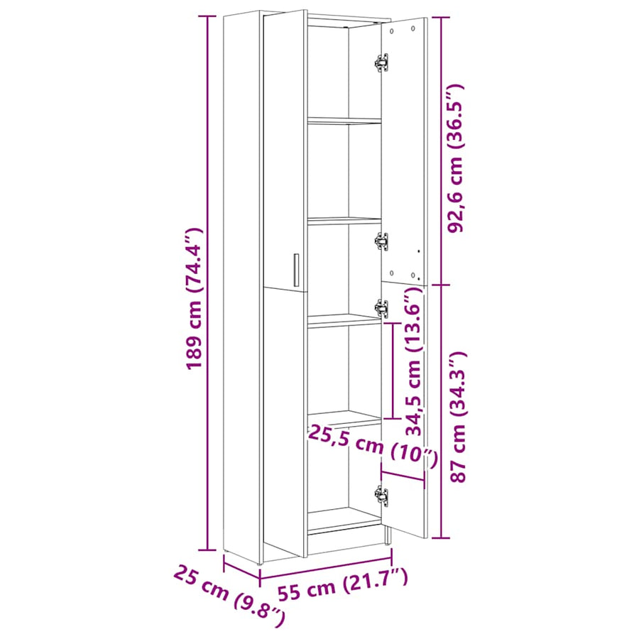 Hallway Wardrobe White 55x25x189 cm Engineered Wood