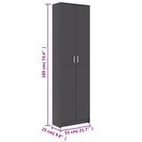 Hallway Wardrobe Grey 55x25x189 cm Engineered Wood - Extra Image