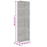 Hallway Wardrobe Concrete Grey 55x25x189 cm Engineered Wood