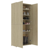 Shoe Cabinet Sonoma Oak 80x39x178 cm Engineered Wood - 45-Degree Angle