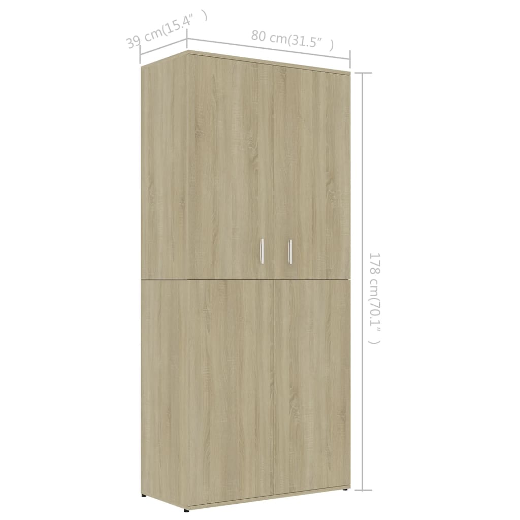 Shoe Cabinet Sonoma Oak 80x39x178 cm Engineered Wood