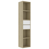 Book Cabinet White and Sonoma Oak 36x30x171 cm Engineered Wood - Front View
