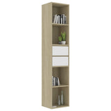 Book Cabinet White and Sonoma Oak 36x30x171 cm Engineered Wood