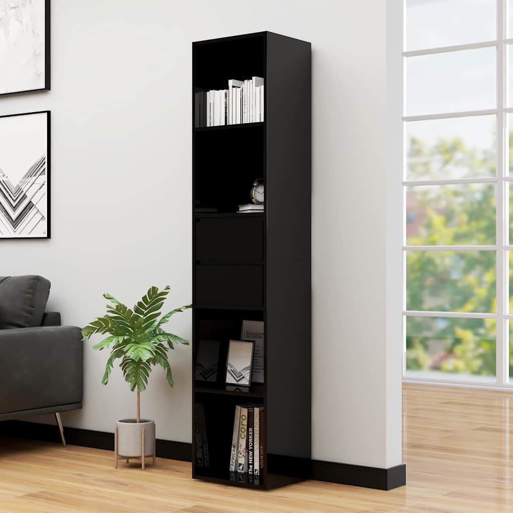 Book Cabinet High Gloss Black 36x30x171 cm Engineered Wood