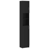 Bathroom Cabinet Black 32x25.5x190 cm Engineered Wood - Front View