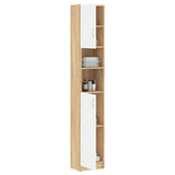 Bathroom Cabinet White and Sonoma Oak 32x25.5x190 cm Engineered Wood - Top-Down View
