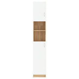 Bathroom Cabinet White and Sonoma Oak 32x25.5x190 cm Engineered Wood - 45-Degree Angle