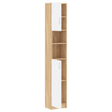 Bathroom Cabinet White and Sonoma Oak 32x25.5x190 cm Engineered Wood