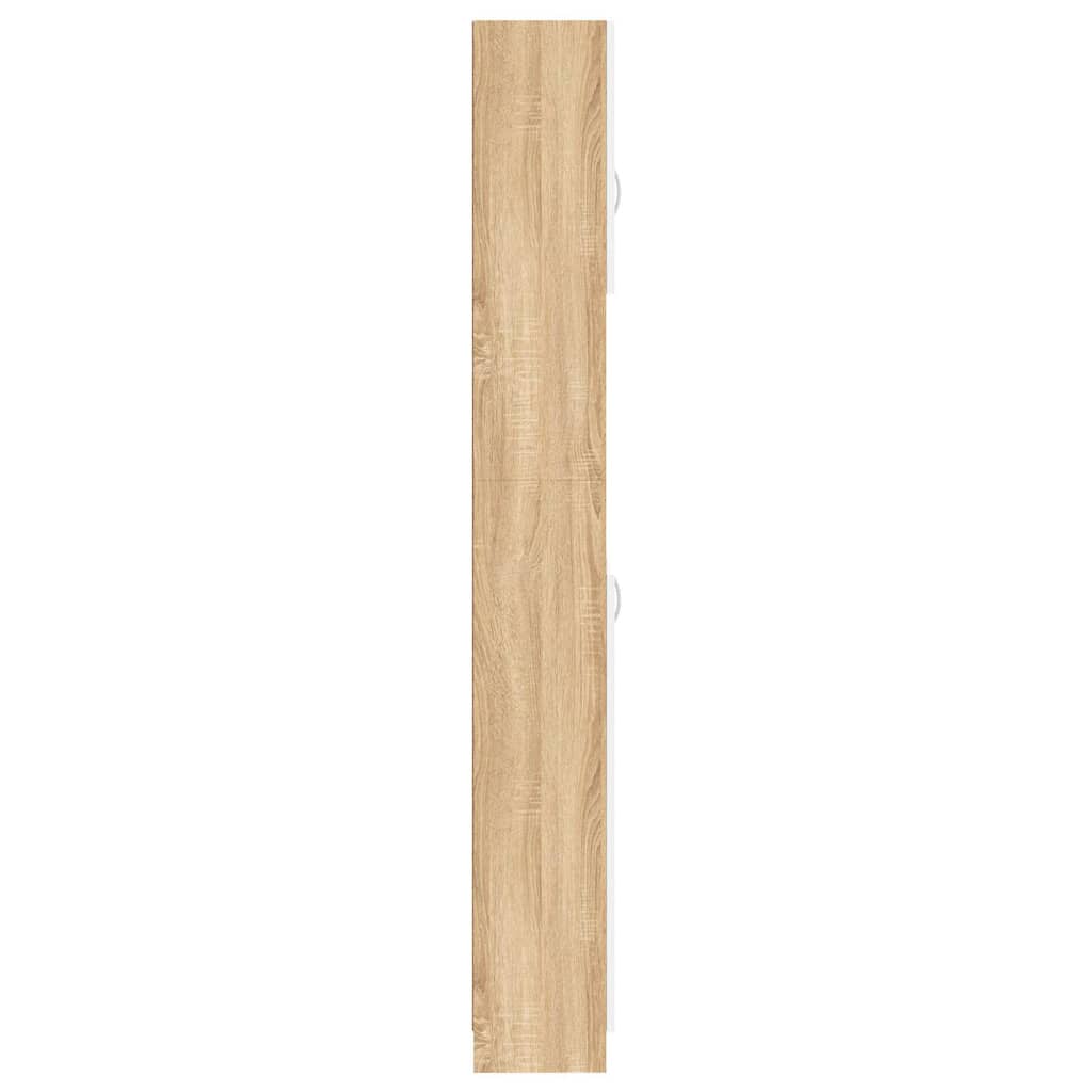 Bathroom Cabinet White and Sonoma Oak 32x25.5x190 cm Engineered Wood