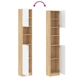 Bathroom Cabinet White and Sonoma Oak 32x25.5x190 cm Engineered Wood - Extra Image