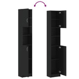 Bathroom Cabinet High Gloss Black 32x25.5x190 cm Engineered Wood - Extra Image