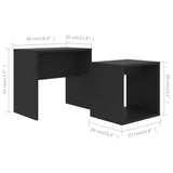 Coffee Table Set Black 48x30x45 cm Engineered Wood - Rear View