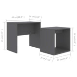 Coffee Table Set Grey 48x30x45 cm Engineered Wood - Rear View