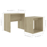 Coffee Table Set Sonoma Oak 48x30x45 cm Engineered Wood - Rear View