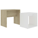 Coffee Table Set White and Sonoma Oak 48x30x45 cm Engineered Wood - Front View