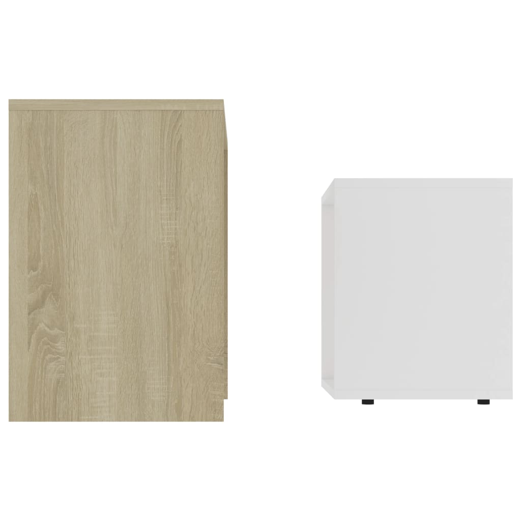Coffee Table Set White and Sonoma Oak 48x30x45 cm Engineered Wood
