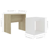 Coffee Table Set White and Sonoma Oak 48x30x45 cm Engineered Wood