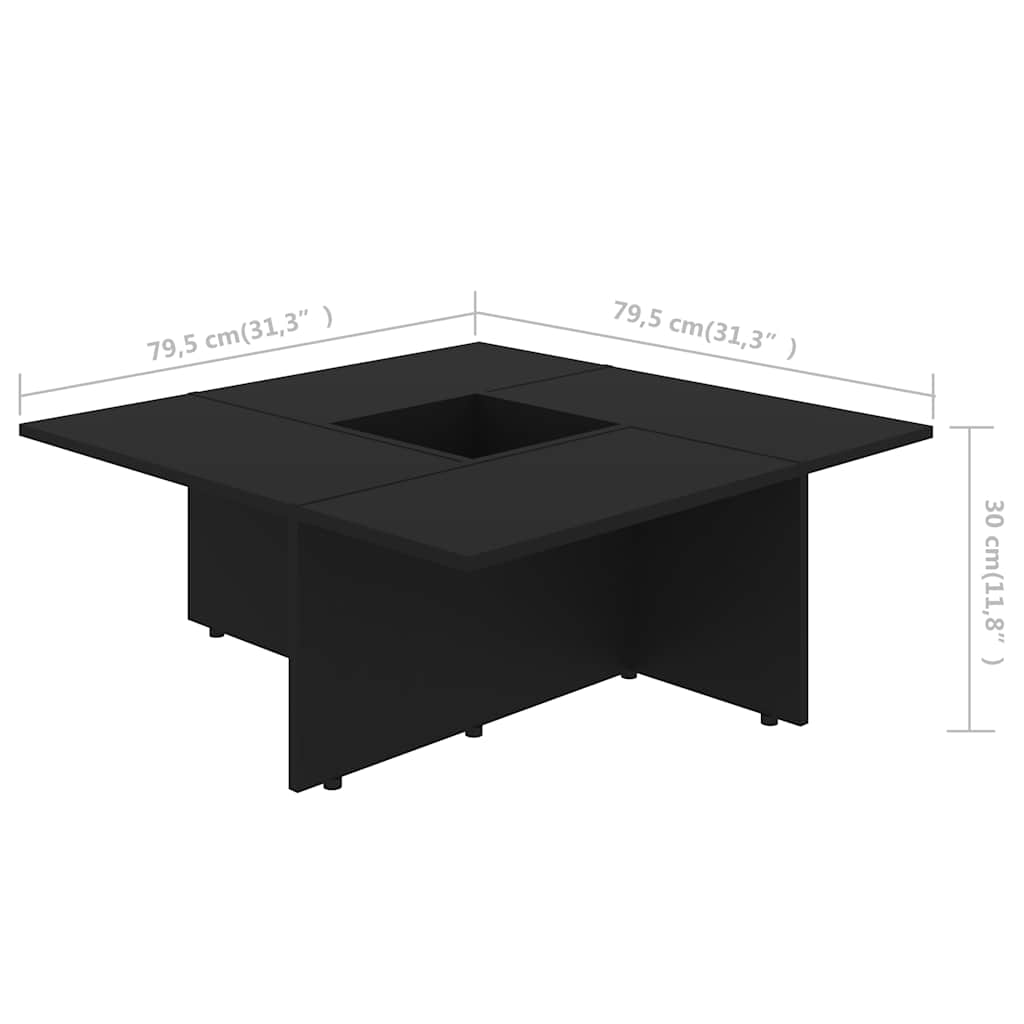 Coffee Table Black 79.5x79.5x30 cm Engineered Wood