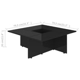 Coffee Table High Gloss Black 79.5x79.5x30 cm Engineered Wood - Rear View