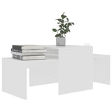 Coffee Table Set White 100x48x40 cm Engineered Wood - Side View